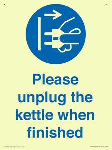 Please unplug the kettle when finished